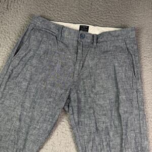 J. Crew The Sutton Pants Mens 31x32 Blue Chambray Linen Blend Preppy Lightweight